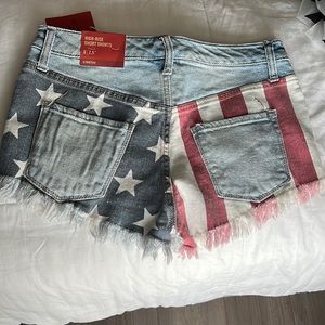 NWT American flag denim shorts, womens size 0/25